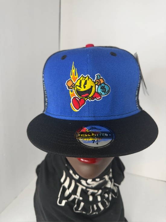Headgear Classics Other - Headgear Super Pac-Man Fitted Hat Blue Black Size 7 1/4 NWT Video Game Cap